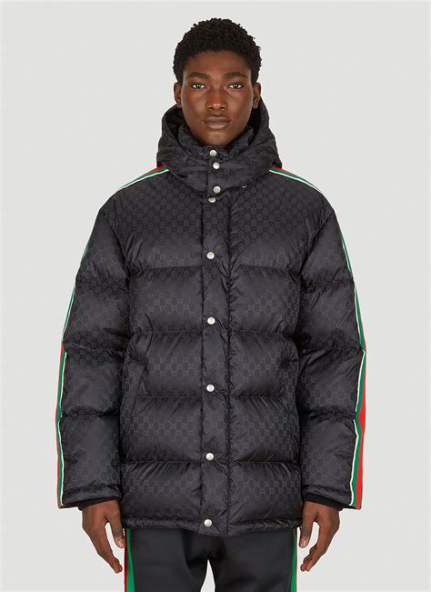 red gucci jacket with blue trim|Gucci black puffer jacket.